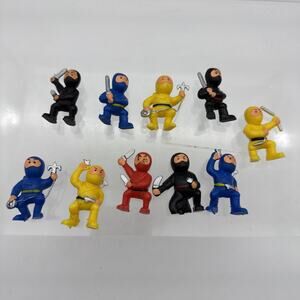 Lot Of 10 Mini Ninja Action Figures 1.5 Inch Toys Miniature Vintage Vending Toys
